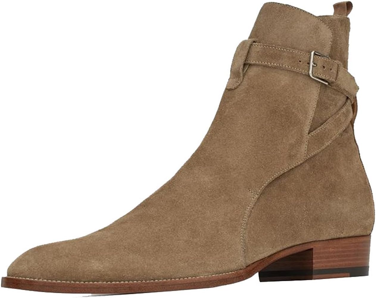 

Мужские замшевые ботинки Santimon Jodhpur с пряжкой, модные роскошные ботинки до щиколотки Chelsea для повседневной и официальной носки с мягкой стелькой и противоскользящей подошвой, хаки