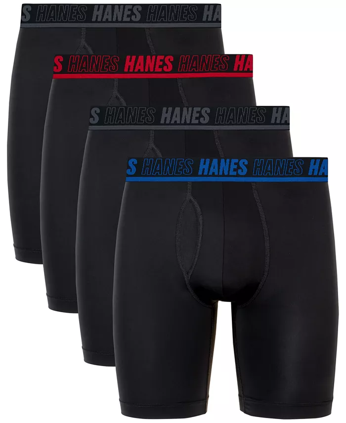 

Мужские боксеры с длинной ластовицей Ultimate MOVES Support, 4 шт Hanes, черный