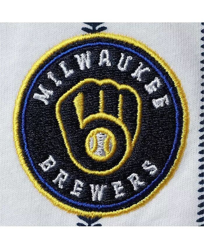Боди с короткими рукавами Milwaukee Brewers Power Hitter для новорожденных мальчиков и девочек, белый, темно-синий Outerstuff — фото 3