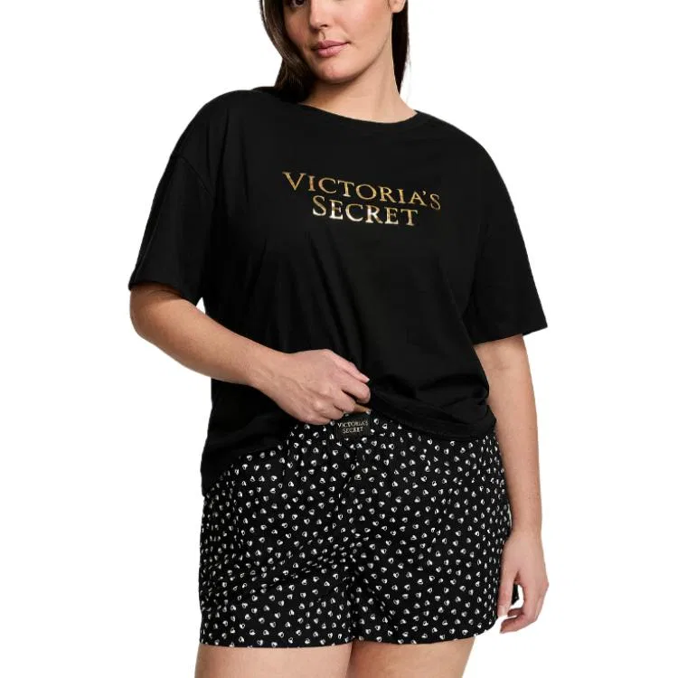 Пижамный комплект с коротким рукавом Victoria's Secret Black Hearts черный — фото 2