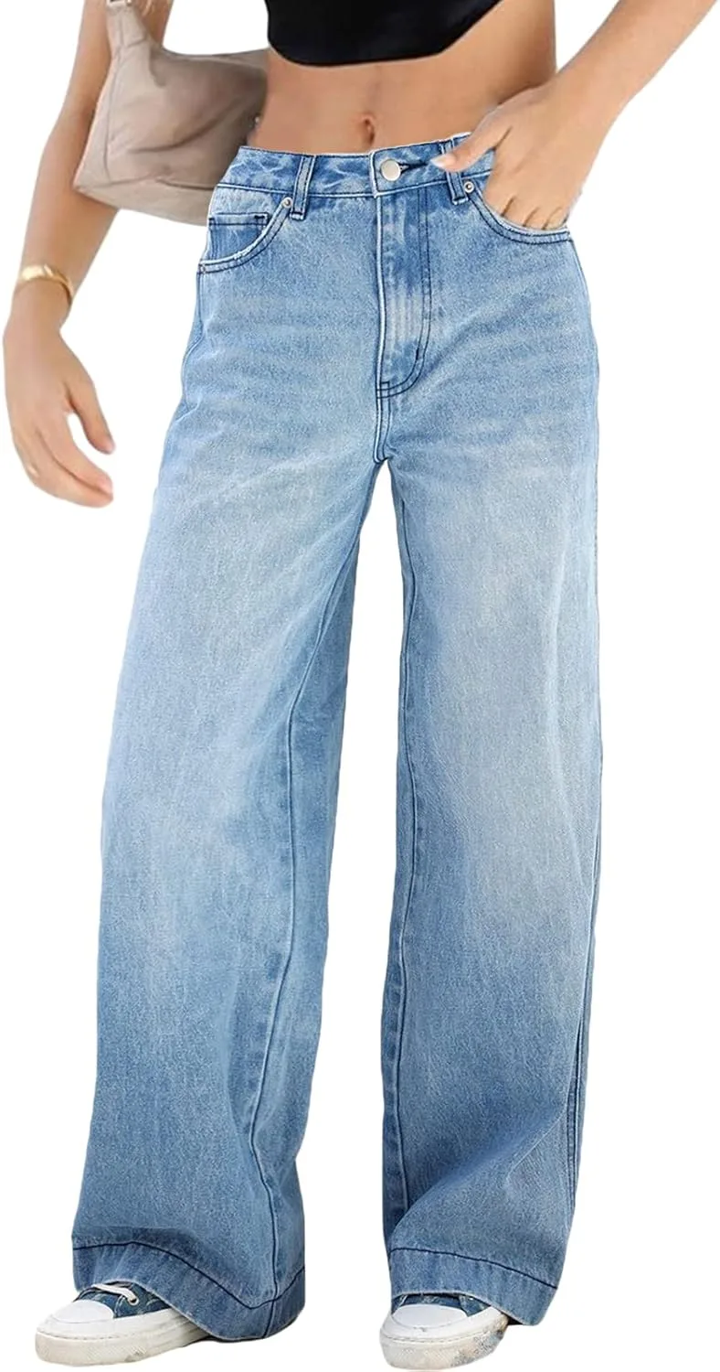 

Брюки джинсы для женщин High Waisted Wide Leg Loose Fit HEZIOWYUN