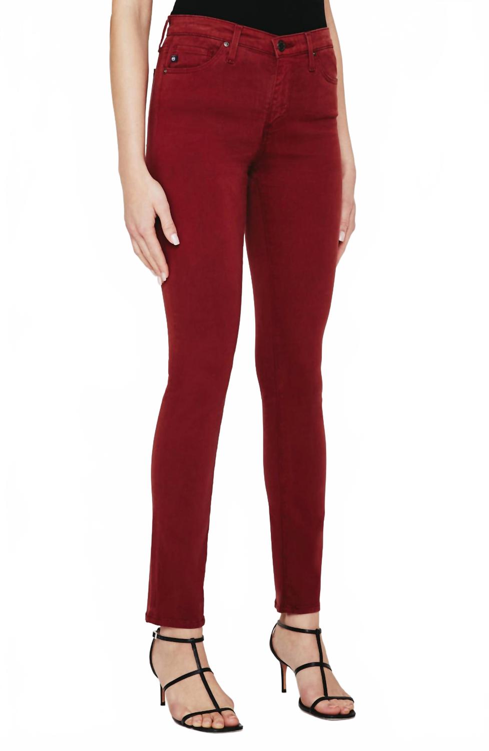 

Джинсы-скинни Prima Denim с высокой талией цвета темной сангрии Ag Jeans, Dark Sangria