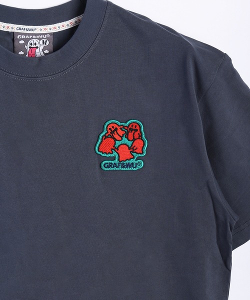 

Футболка классическая с принтом, короткий рукав, вышивка GRAF&WU, черная