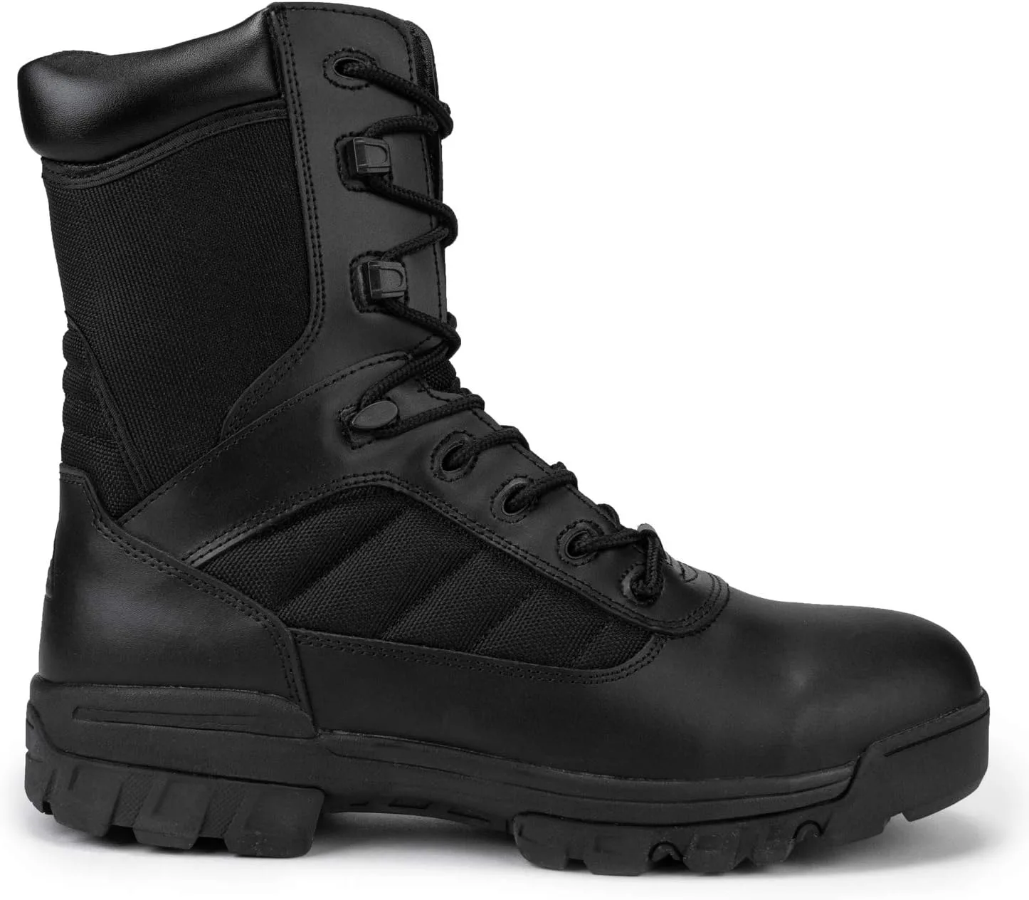 

Мужские черные военные тактические рабочие ботинки RYNO GEAR, подкладка CoolMax, боковая молния, кожаные мотоциклетные ботинки с противоскользящей подошвой для походов и боя