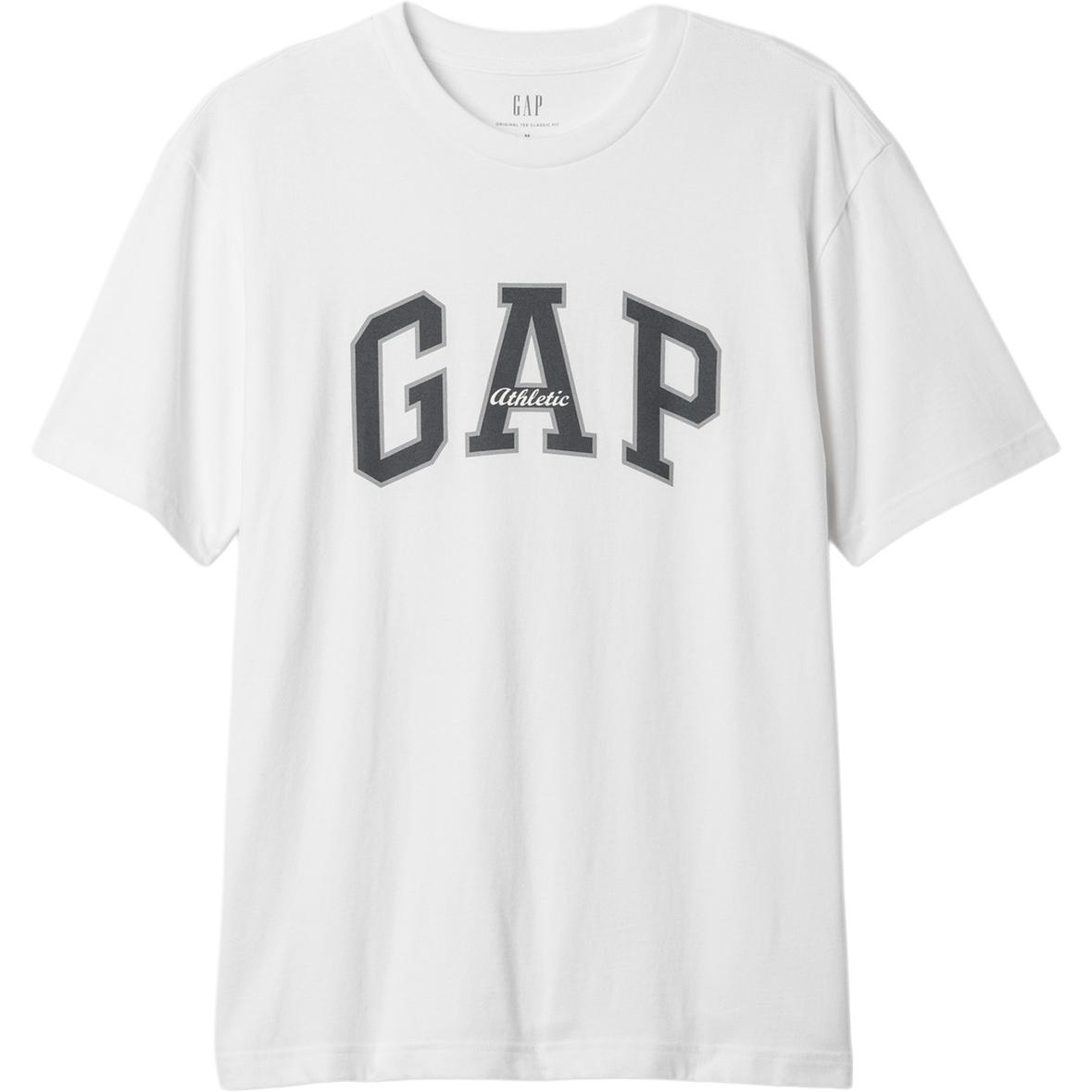 Футболка с коротким рукавом весенняя свободного покроя повседневная унисекс GAP, белый — фото 4