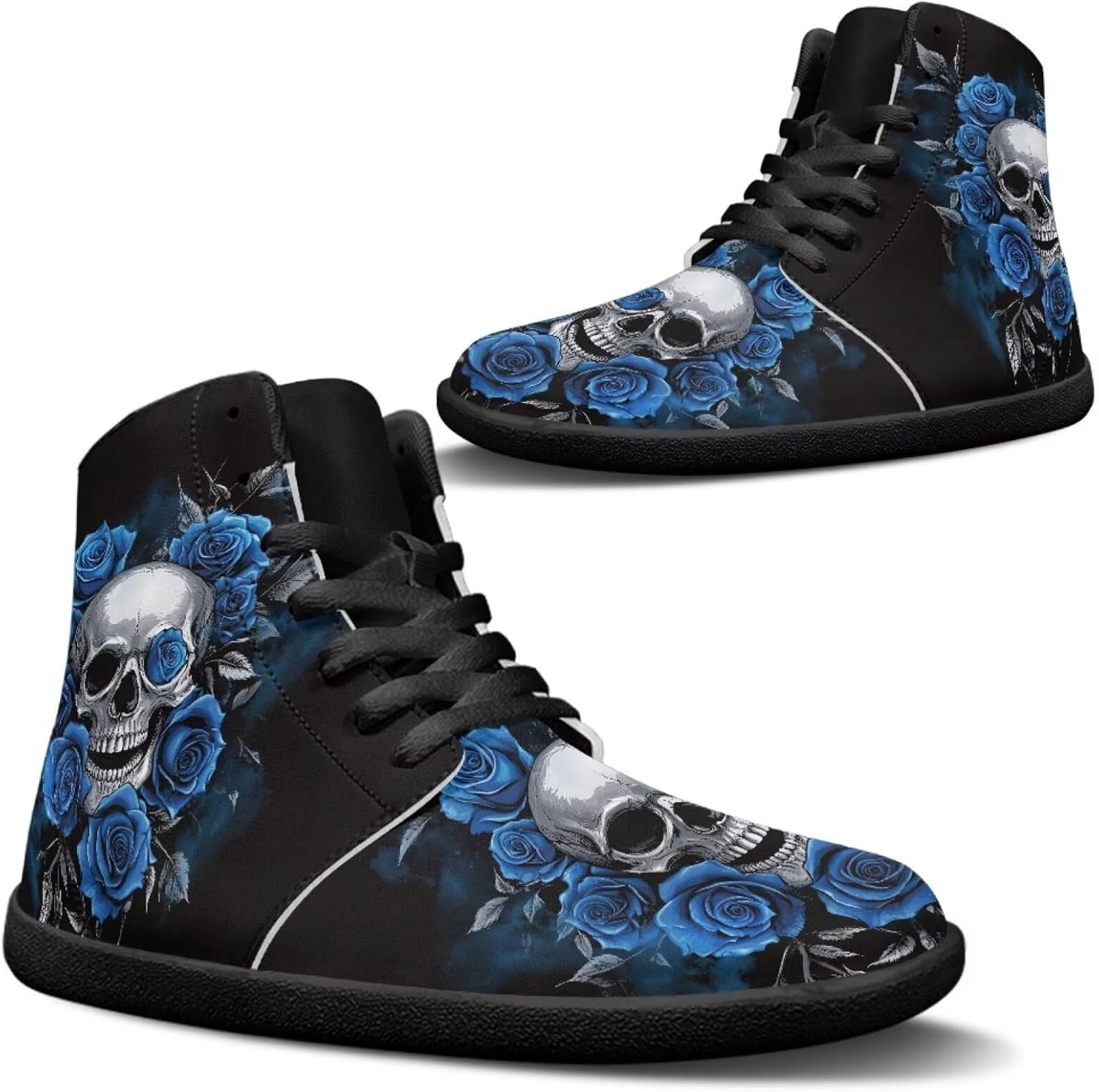 

Мужские кроссовки Jeiento с черепом из сахара, подошва с нулевым перепадом, для трейлового бега, с широкой носочной частью, Gothic Skull Blue Rose