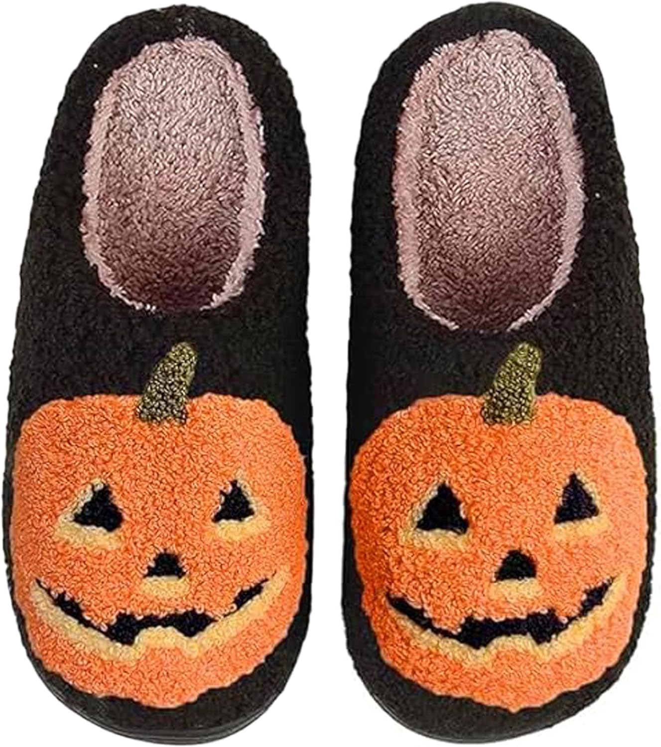

Рождественские тапочки, Хэллоуинские тапочки, милые осенние меховые туфли, подарки для женщин и мужчин, теплые домашние тапочки для вечеринок Generic, черный