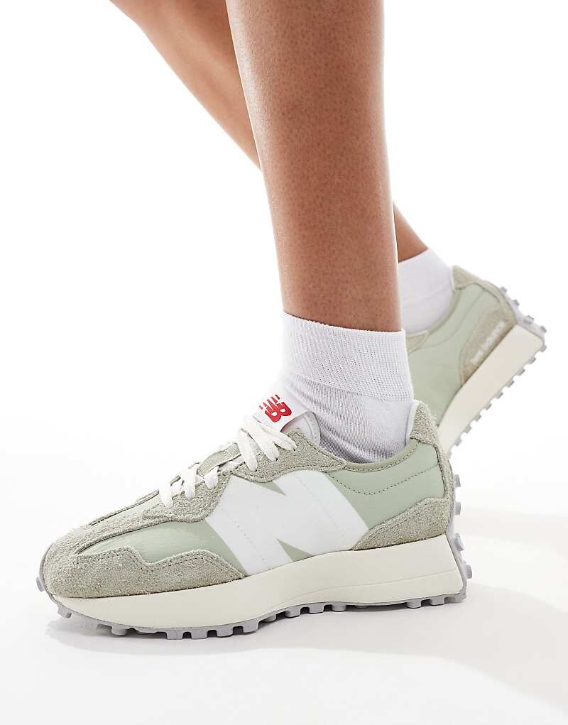 

New Balance – 327 – Замшевые спортивные туфли серо-зеленого цвета