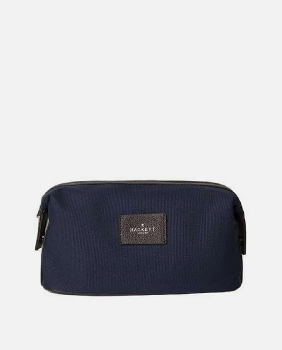 

Дорожная косметичка с кожаными деталями и логотипом для мужчин Hackett, синий
