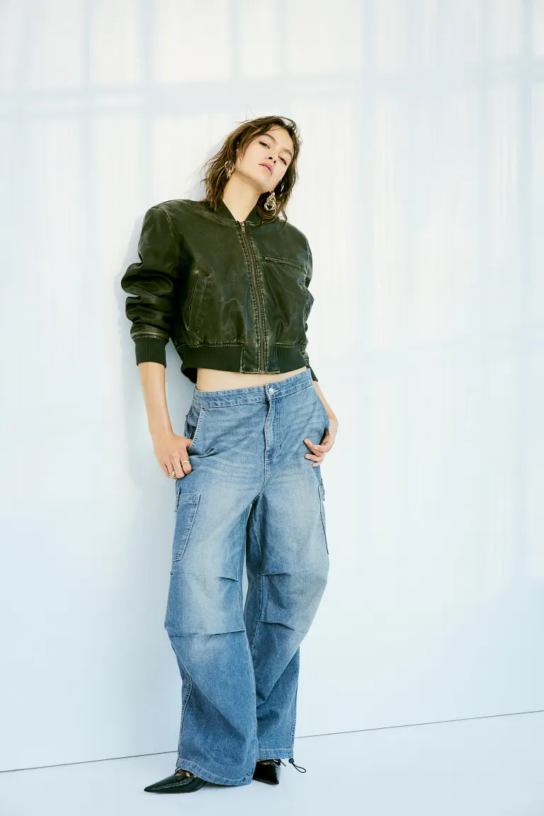 

Джинсовые брюки-парашюты H&M, синий