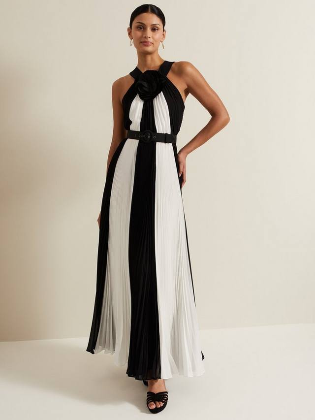 

Тейлор однотонные в полоску плиссированные платье макси Phase Eight, цвет Black/Ivory