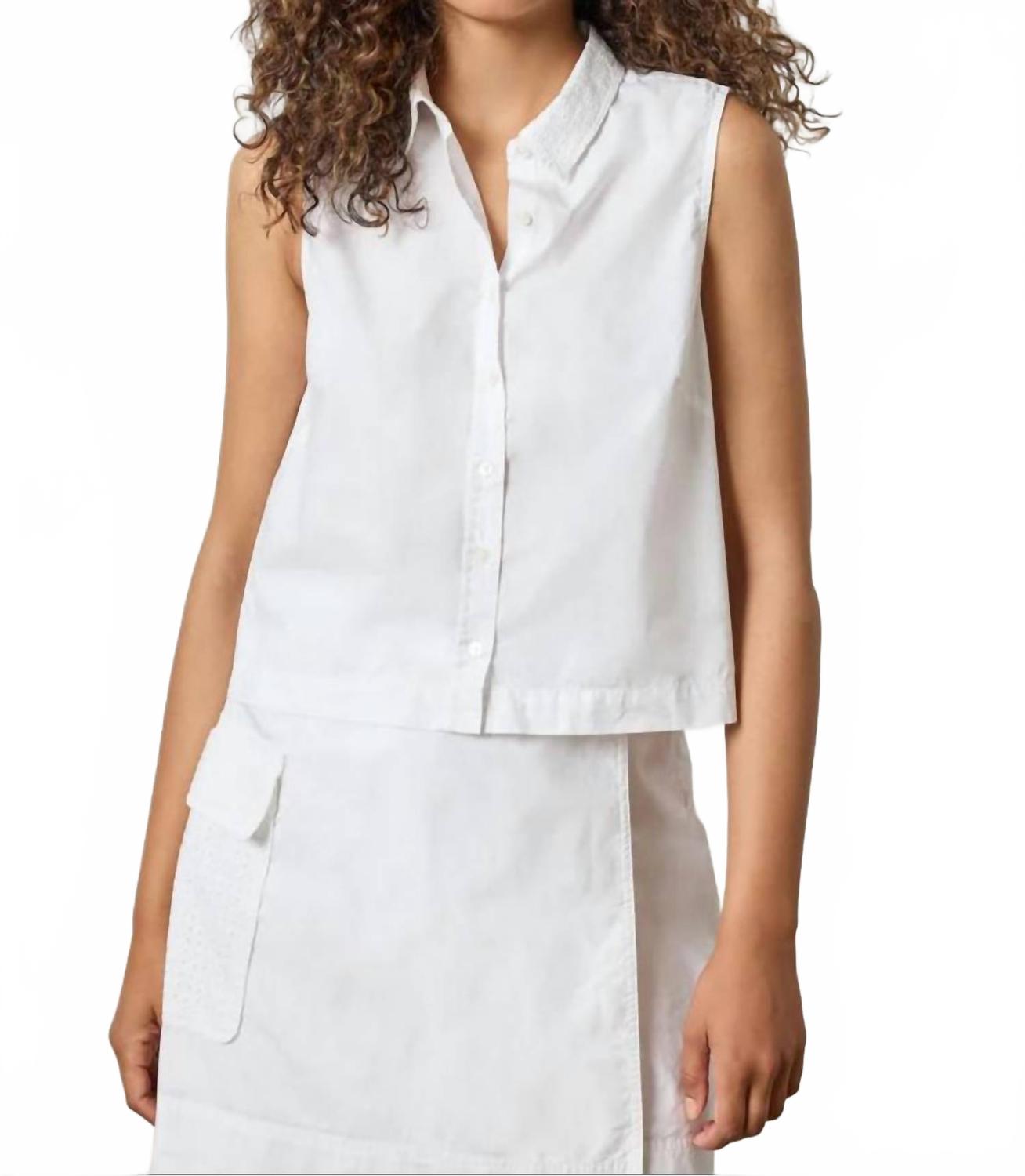 

Белая рубашка без рукавов с воротником на люверсах Lilla P