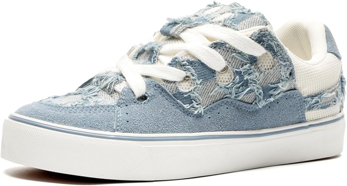 

Мужские повседневные кроссовки на шнуровке, удобные массивные низкие кеды для ходьбы, ретро скейтбордические кроссовки для женщин и мужчин Zhoupulp, светло-голубой