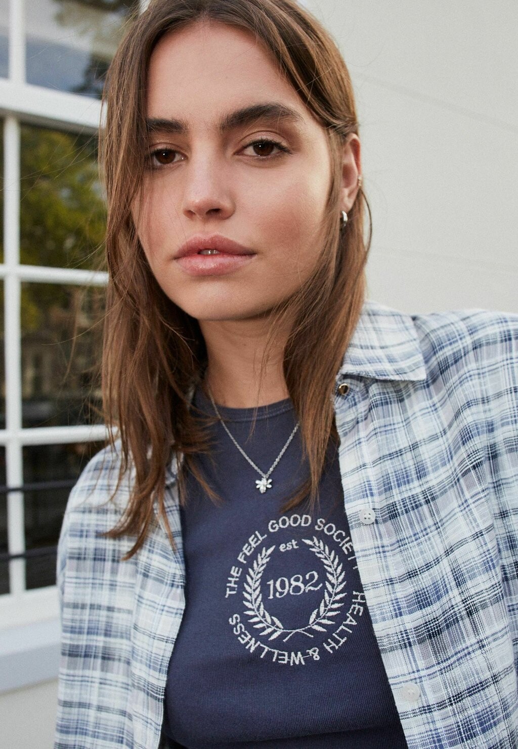 

Блузка на пуговицах TEXTURED CHECK LONG SLEEVE Next, синий