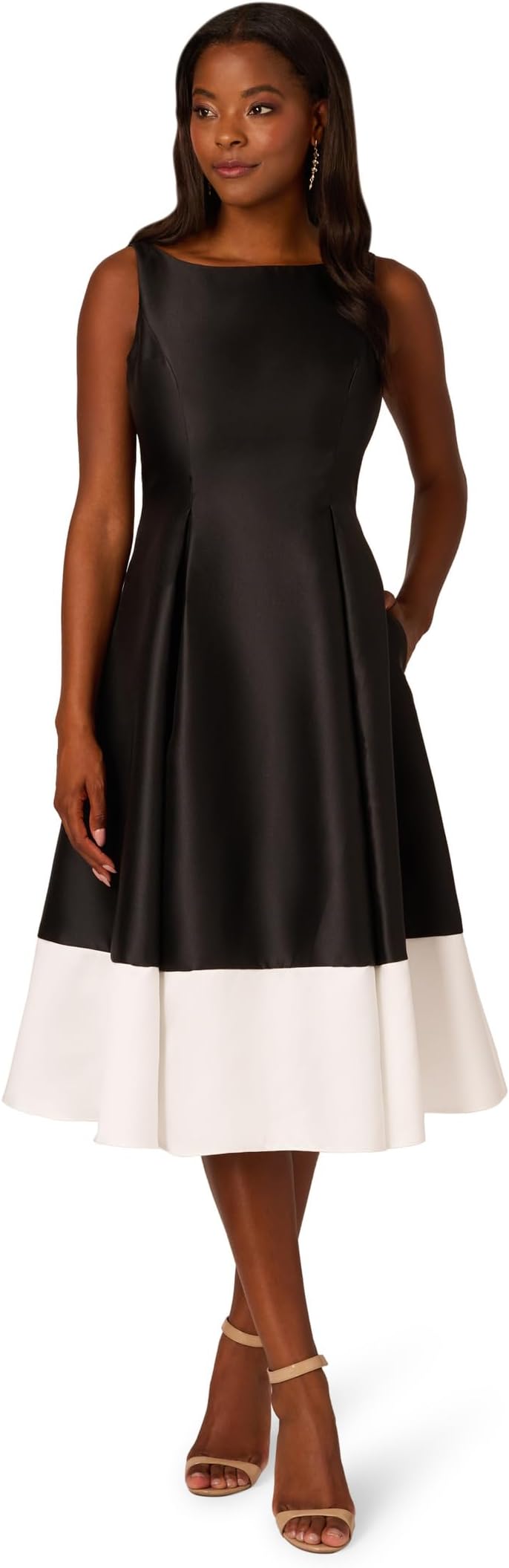 

Платье Adrianna Papell Two Toned Mikado Midi Dress, Black/Ivory