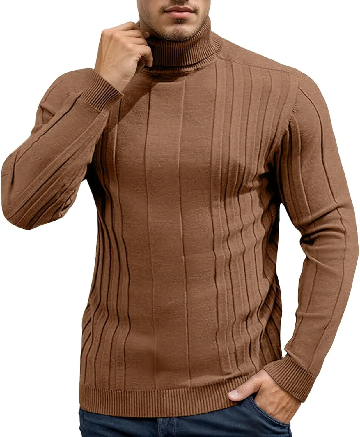 

Мужской водолазка свитер базовый вязаный с длинным рукавом