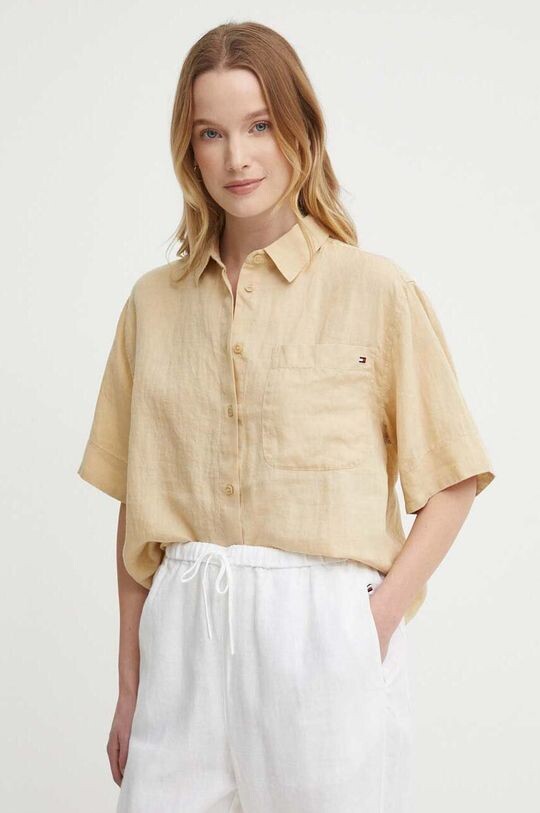 

Льняная рубашка Tommy Hilfiger, бежевый