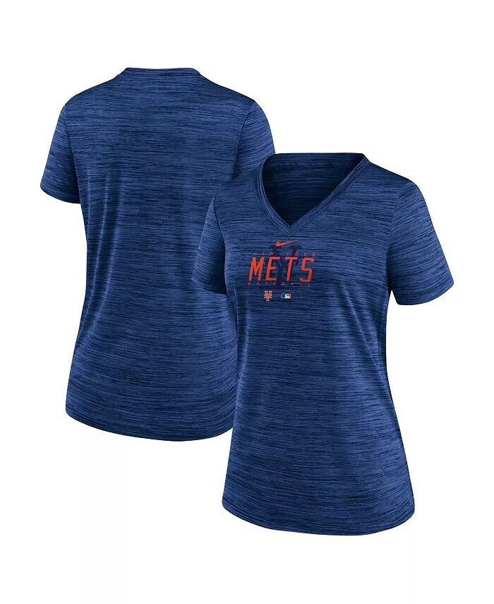 

Женская футболка Royal New York Mets Authentic Collection Velocity Practice Performance с V-образным вырезом Nike