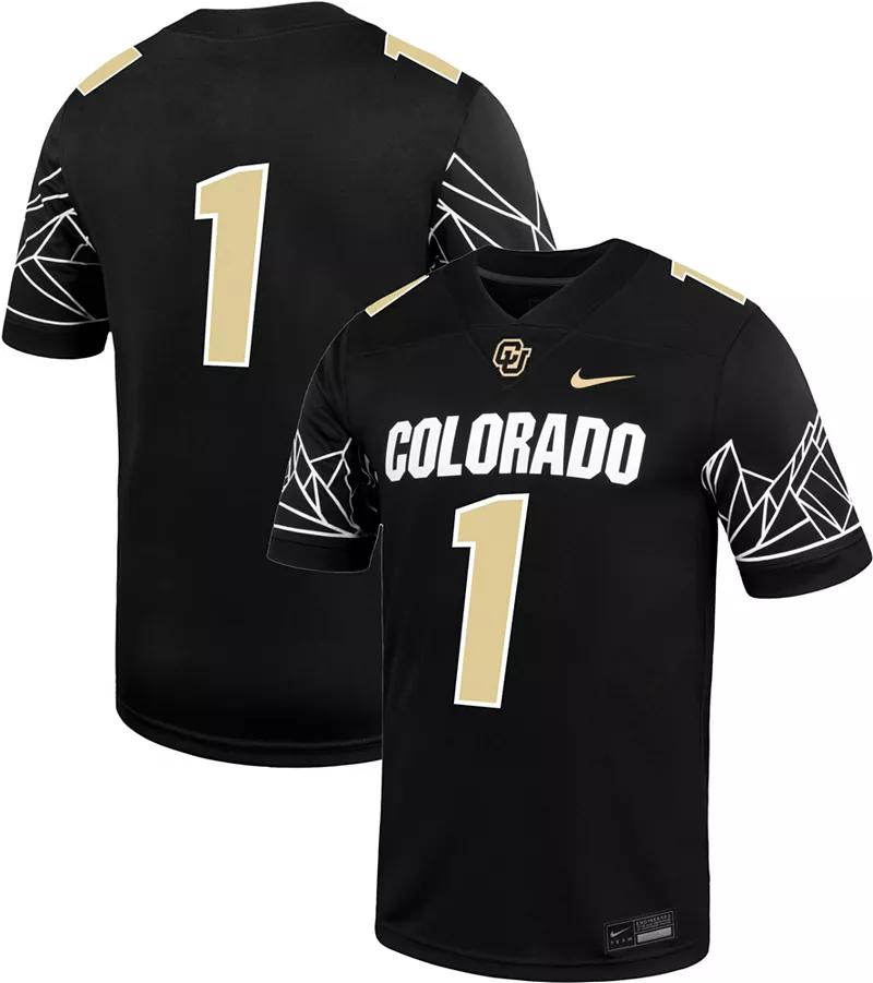 

Черная мужская футболка Nike Colorado Buffaloes #1 Dri-FIT Replica для домашнего футбола