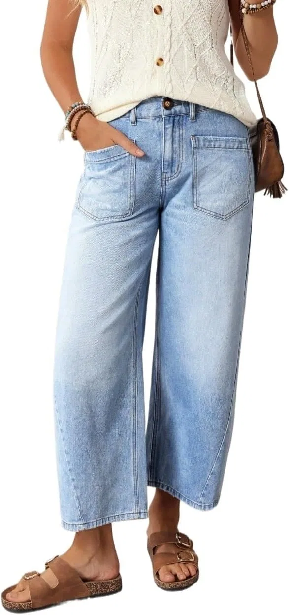 Джинсы свободные, Baggy Jeans Women, синие