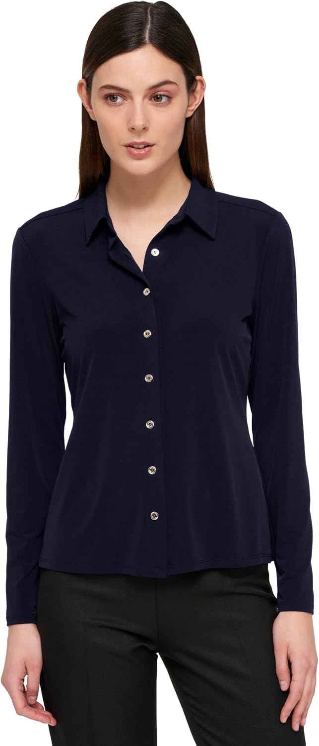 

Женский мягкий рабочий топ Tommy Hilfiger с длинными рукавами и трикотажным топом, Midnight