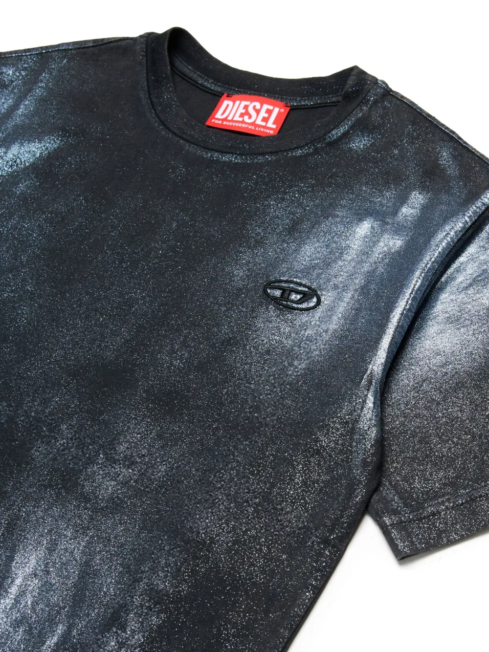 Футболка с вышитым логотипом Diesel Kids, черный — фото 3