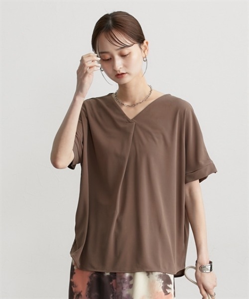 

Футболка с коротким рукавом и складками спереди Nissen, мокко