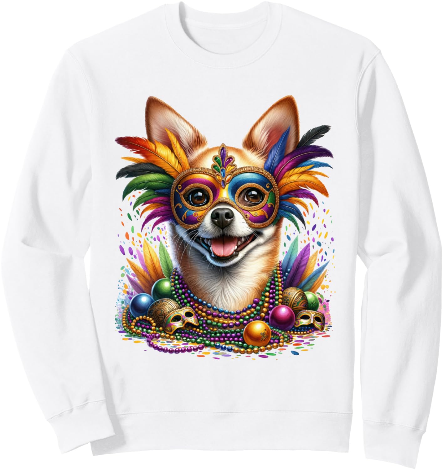 

Толстовка с изображением собаки породы чихуахуа на карнавале Марди Гра Doggies Unlimited, белый