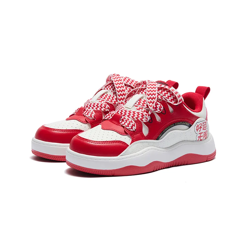 361°KIDS Детские скейтерские кроссовки low top из искусственной кожи и текстиля, устойчивые к скольжению и истиранию, бело-красные — фото 3