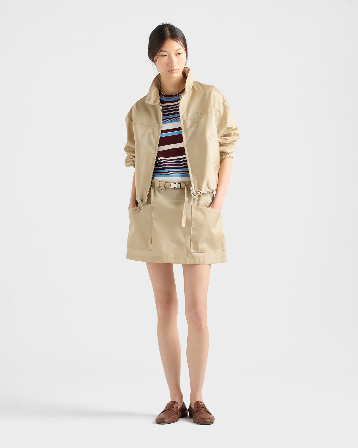 Мини-юбка из Re-Nylon Prada, бежевый — фото 2
