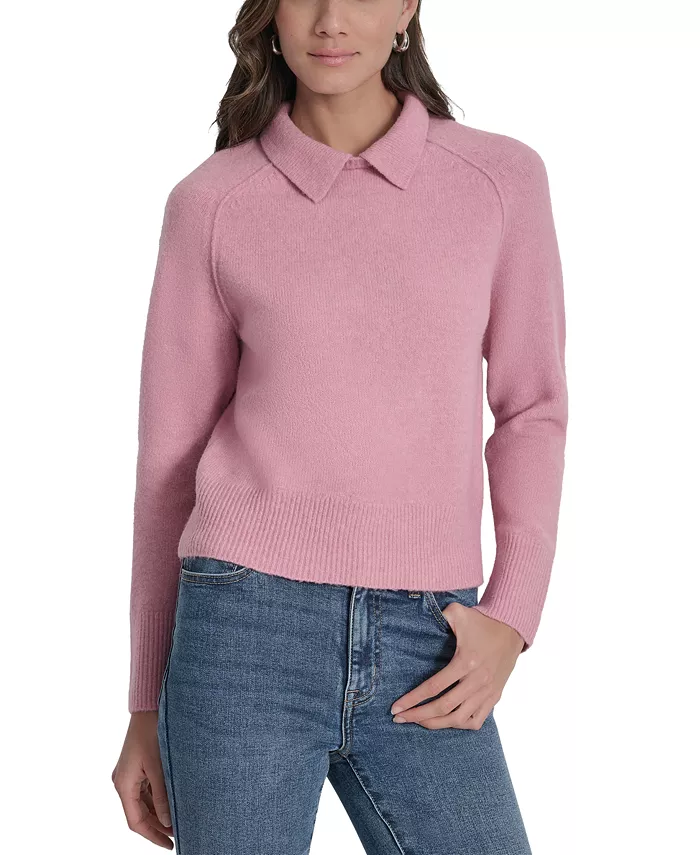 

Маленький пуловер-поло DKNY Jeans, розовый