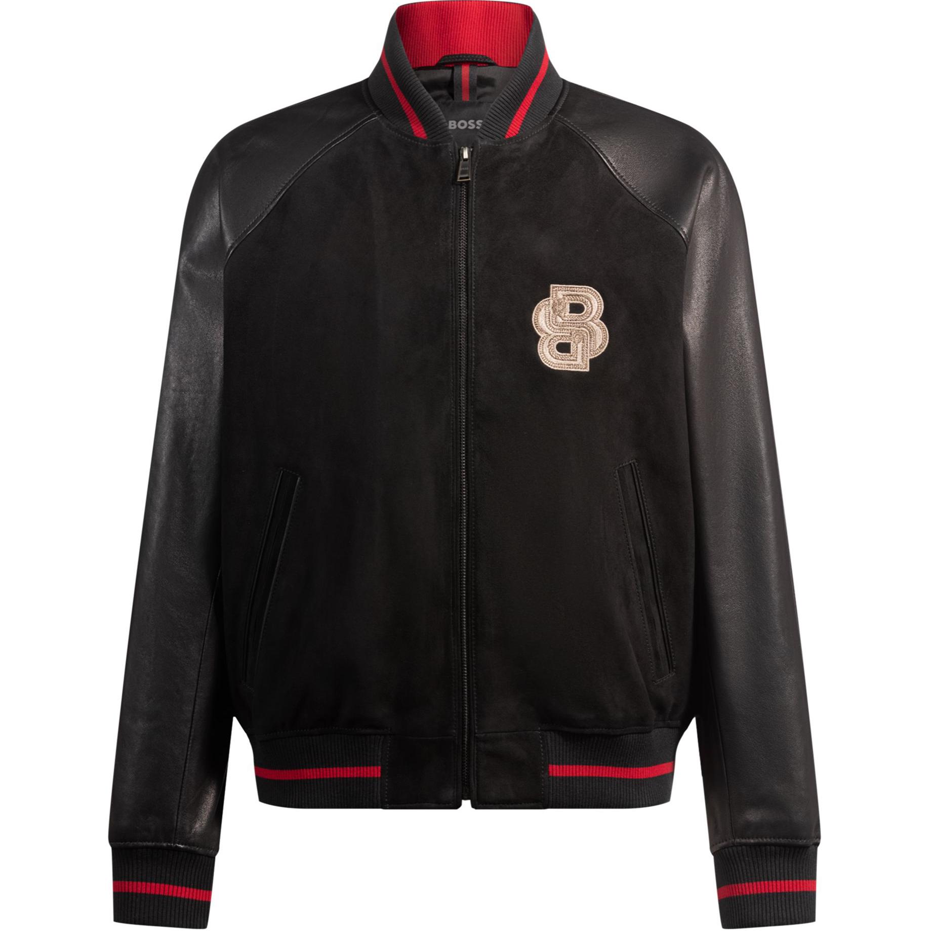 

HUGO BOSS Кожаная куртка мужская черная, Black