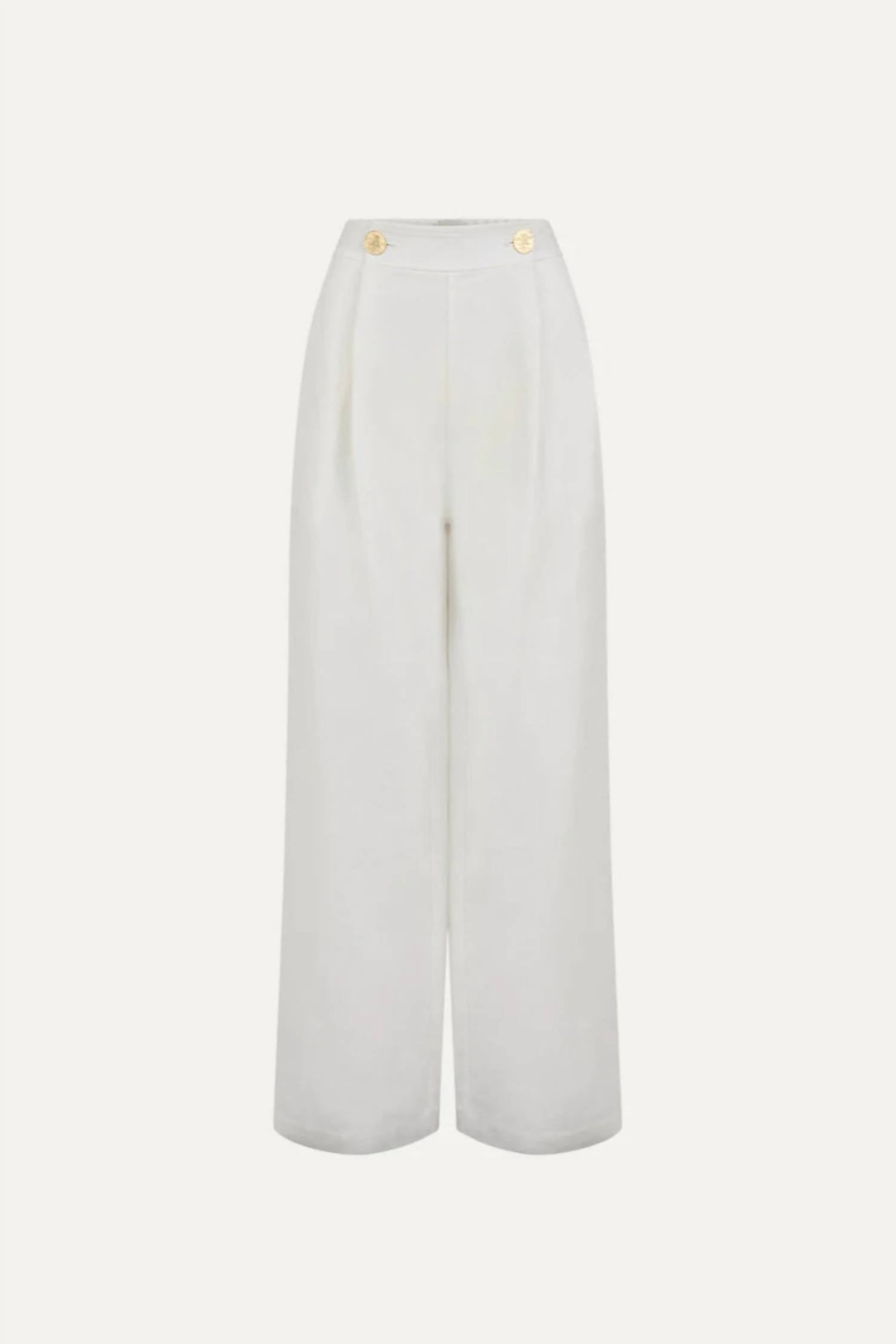 

Женские льняные брюки Minuf белого цвета Le Kasha, белый