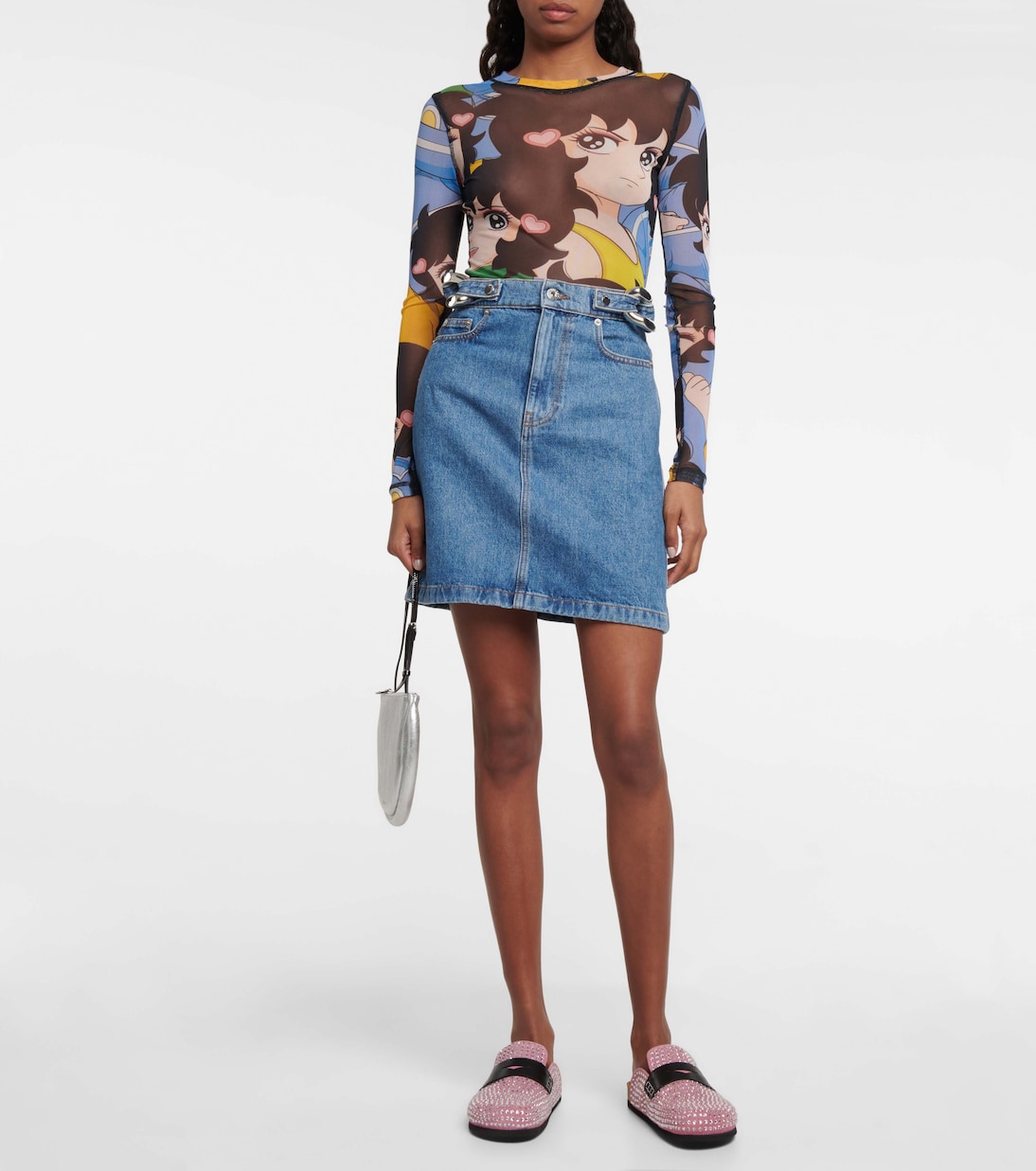 Замшевые тапочки, украшенные кристаллами JW Anderson, розовый — фото 2
