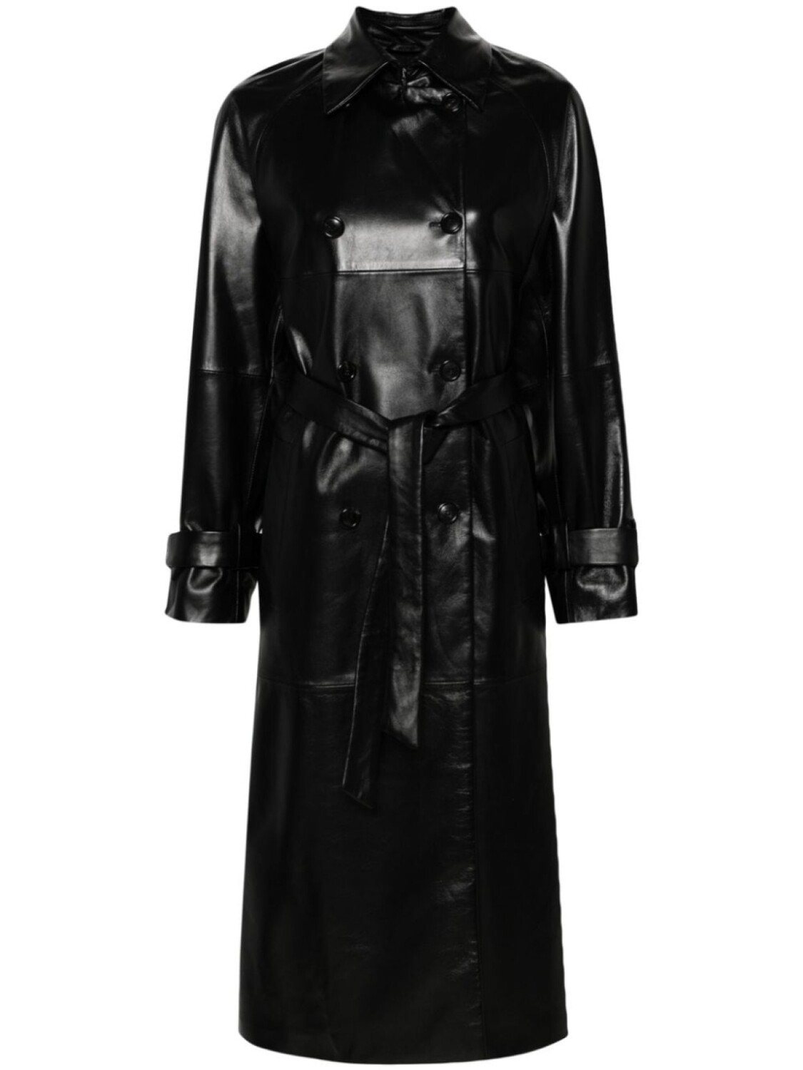 

Кожаный тренч с поясом Max Mara, черный