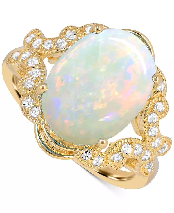 

Кольцо с овальным голубым топазом (7 карат) из стерлингового серебра с позолотой 14 карат Macy'S, white