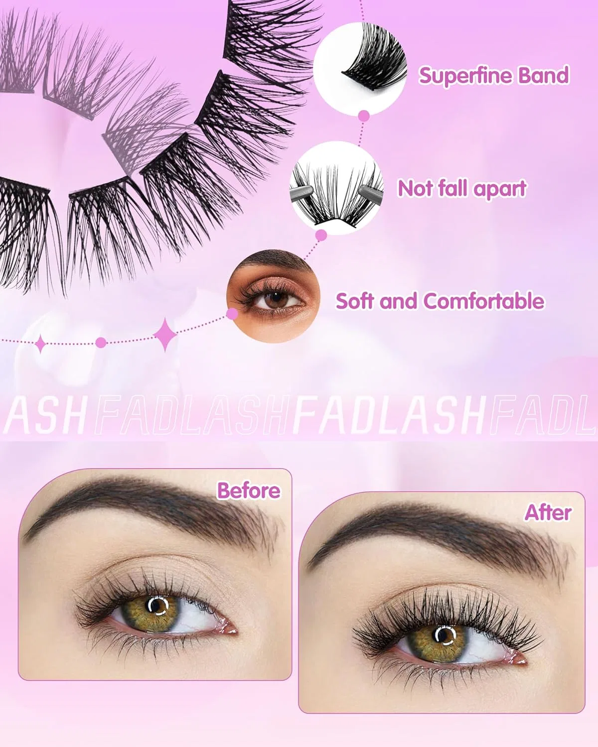 Накладные ресницы Fadlash Cluster Eyelashes 8-16 мм, 0.07 мм ‎Fadlash — фото 3