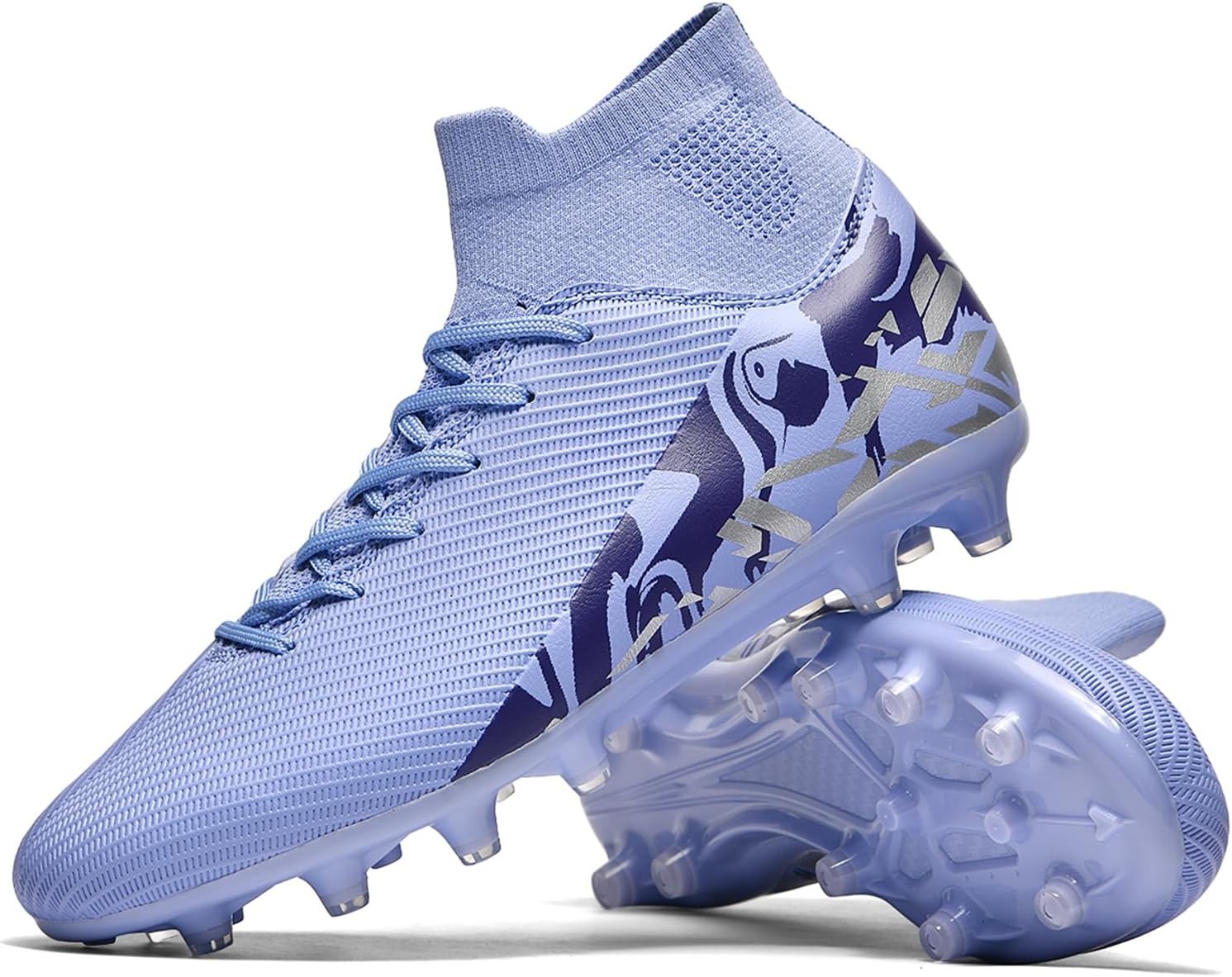 

Футбольные бутсы для мужчин и женщин, обувь для игры на траве и в зале, унисекс, с высоким голенищем, AG TF футбольные бутсы, молодежная обувь для бейсбола и регби, тренировочные кроссовки Saynnie, пурпурный
