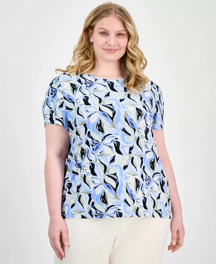 

Anne Klein Блузка с тюльпановыми рукавами и принтом, размер plus size AK Anne Klein, мультиколор