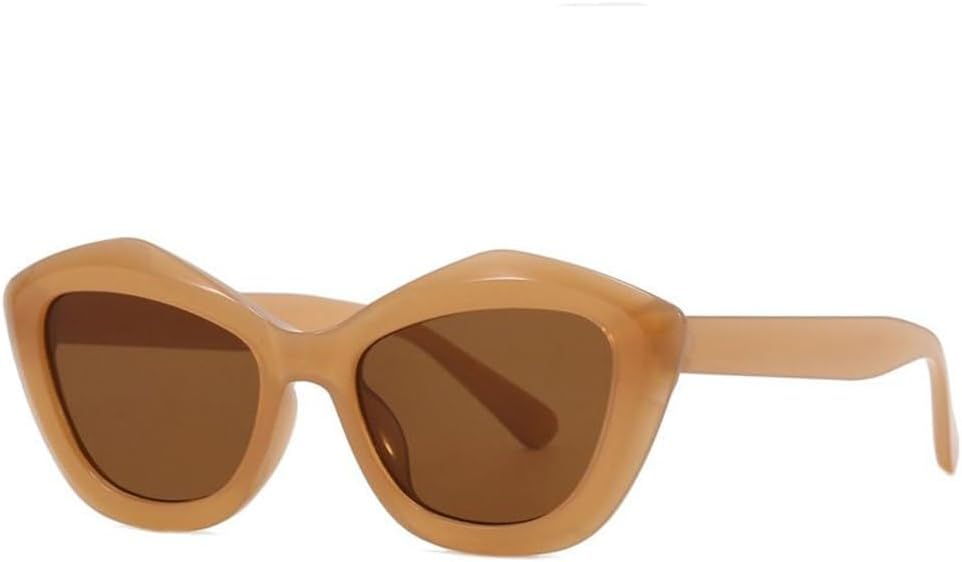 

Винтажные солнцезащитные очки в стиле ретро для женщин, модные очки в форме «кошачий глаз» для активного отдыха, стильные женские солнцезащитные очки, цвет «желейный чай» MTZJH, One Color