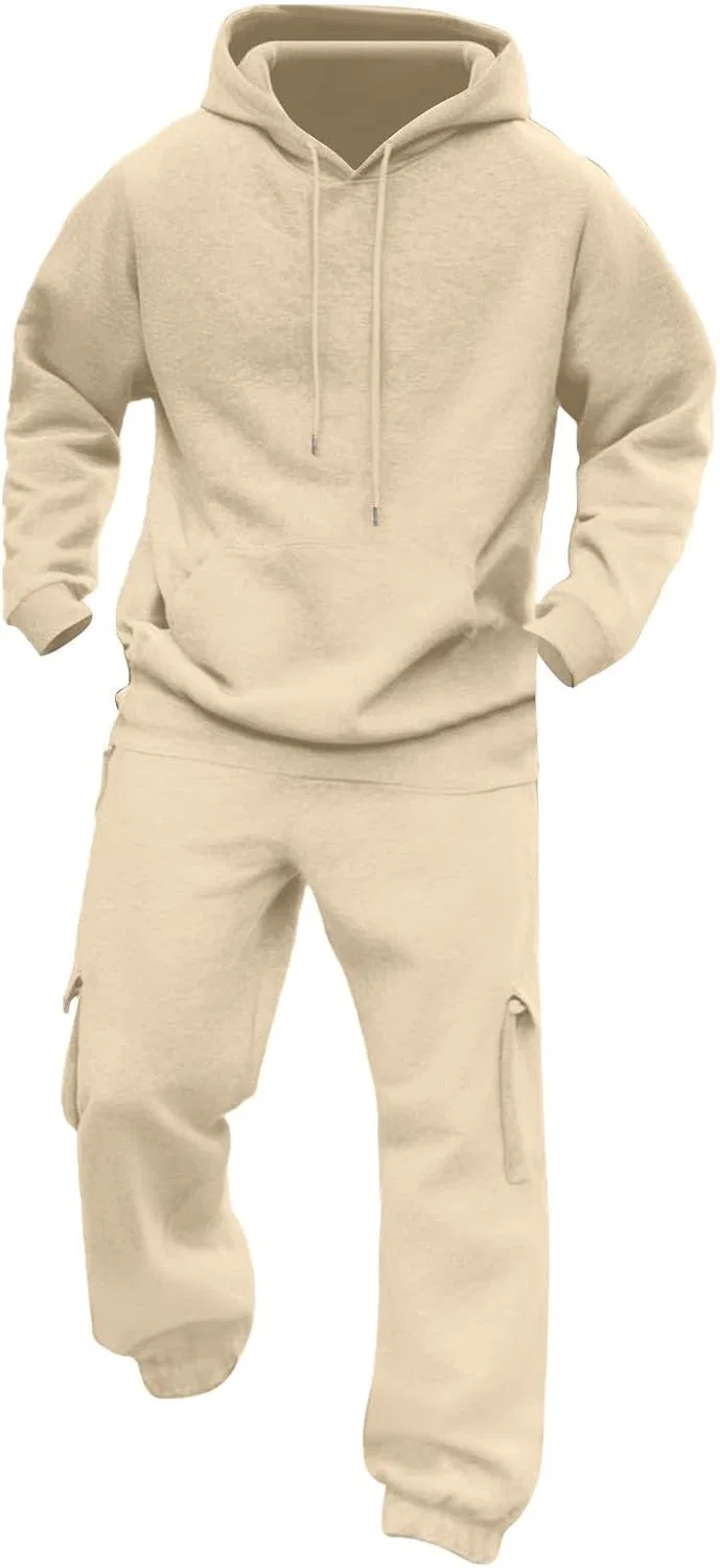 Мужской спортивный костюм из 2 предметов, худи и брюки, Beige — фото 4