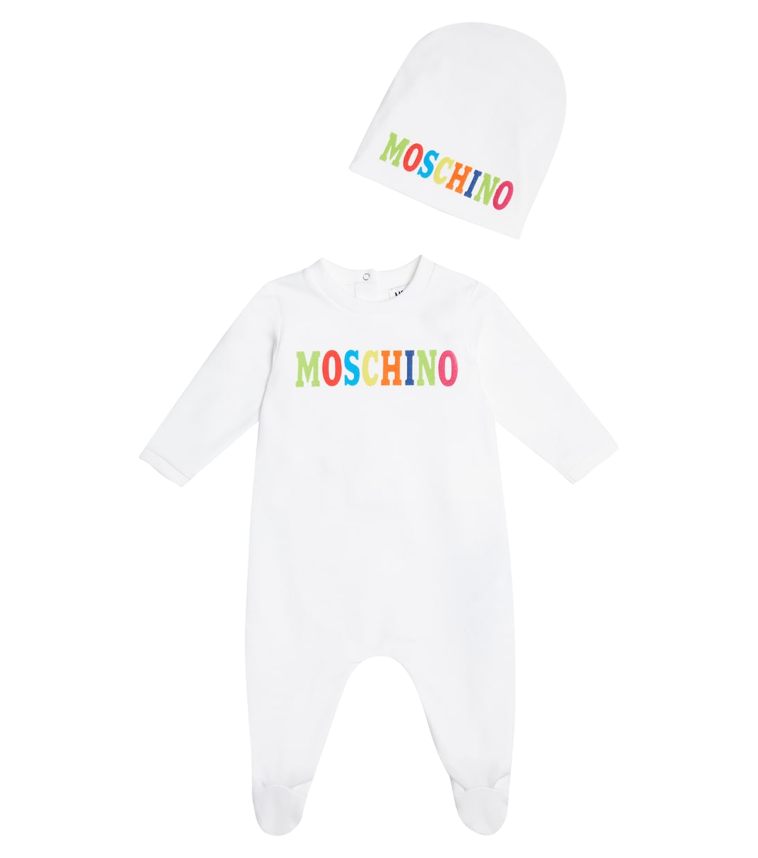 

Комплект из трикотажного комбинезона и шапочки для малышей Moschino Kids, Optical White