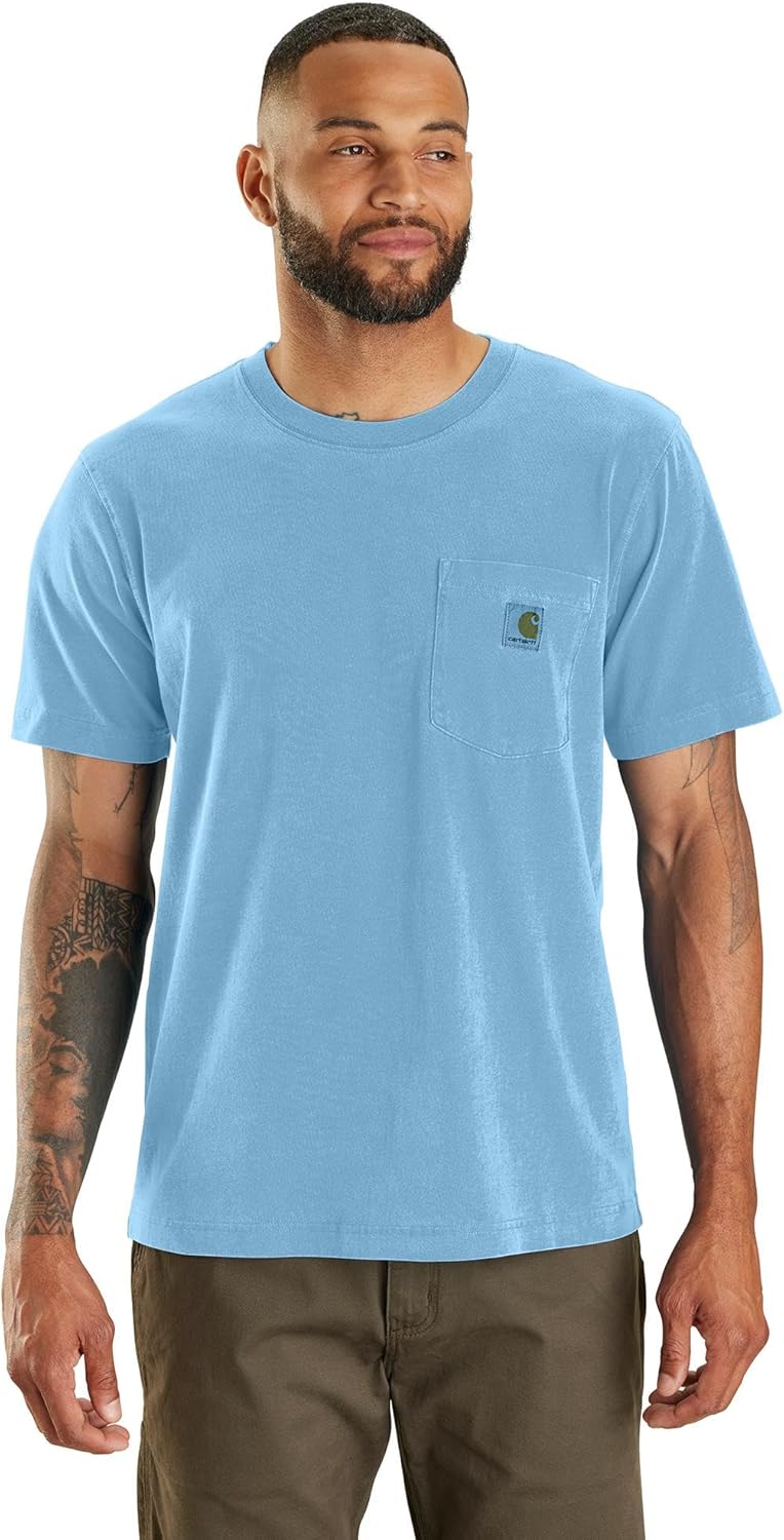 

Мужская легкая футболка Carhartt свободного кроя с коротким рукавом и карманом, окрашенная в готовом виде, Fresh Water, Синий, Мужская легкая футболка Carhartt свободного кроя с коротким рукавом и карманом, окрашенная в готовом виде, Fresh Water