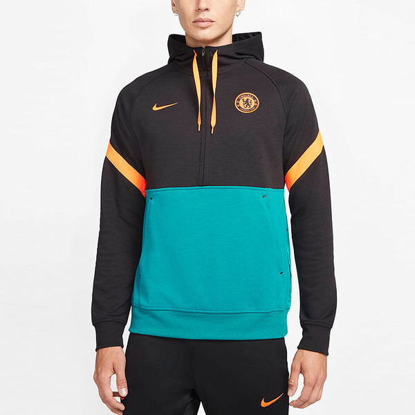 Толстовка Men's Nike Chelsea Contrasting Colors Half Zipper Knit Soccer/Football Casual Blue Black, мультиколор — фото 4