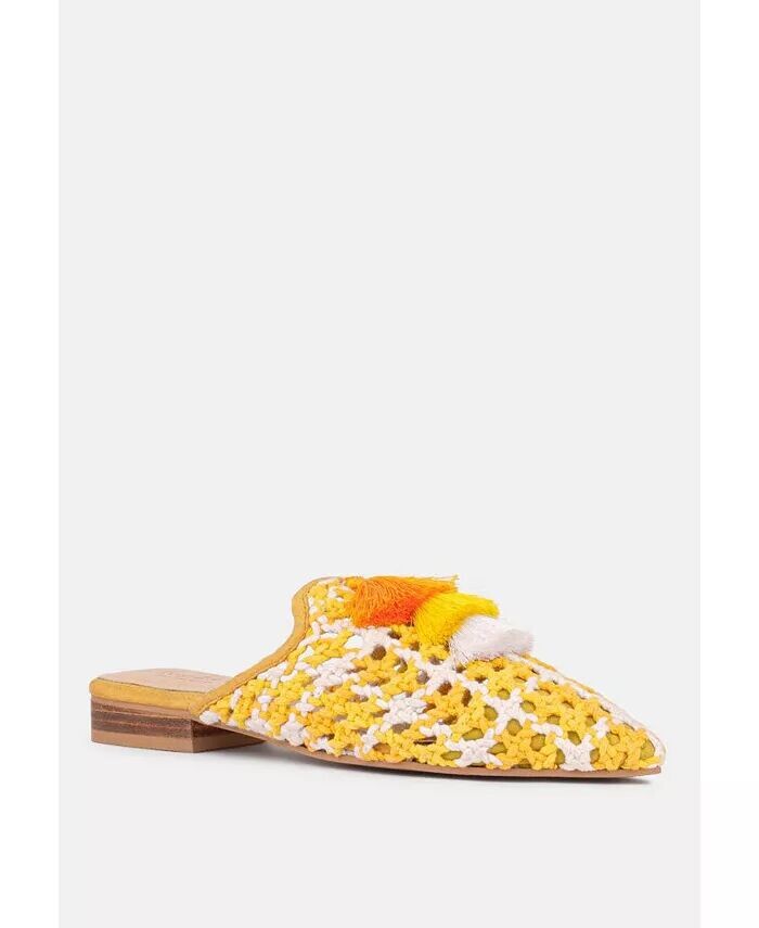 

Женские плетеные мюли MARIANA на плоской подошве с кисточками Rag & Co, желтый