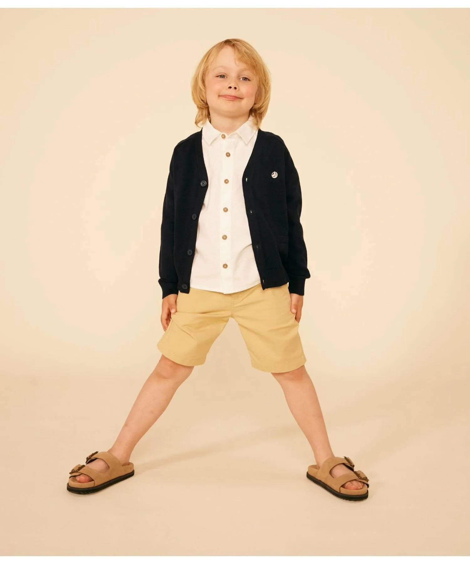 Хлопковый вязаный кардиган PETIT BATEAU, Navy