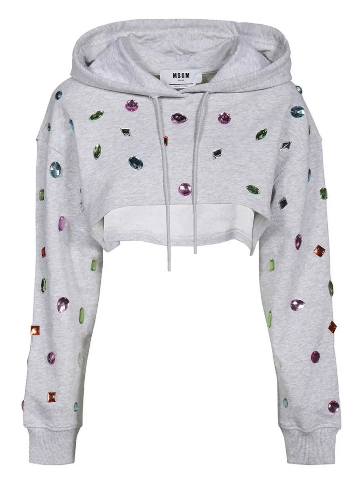 

Толстовка с капюшоном, украшенная кристаллами MSGM, серый
