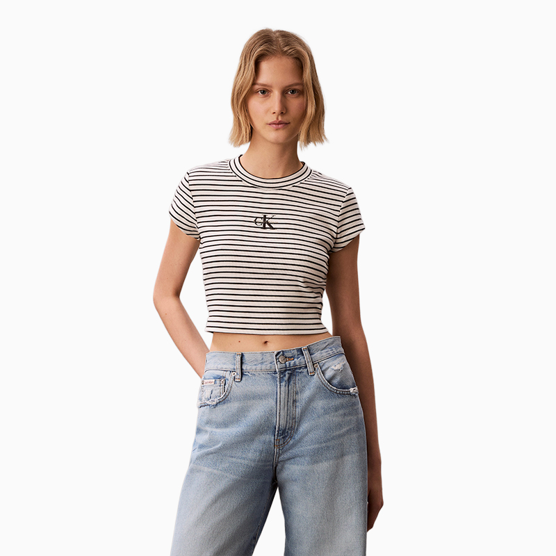 

Футболка женская с круглым вырезом Moderate Calvin Klein, xdy-stripes черный