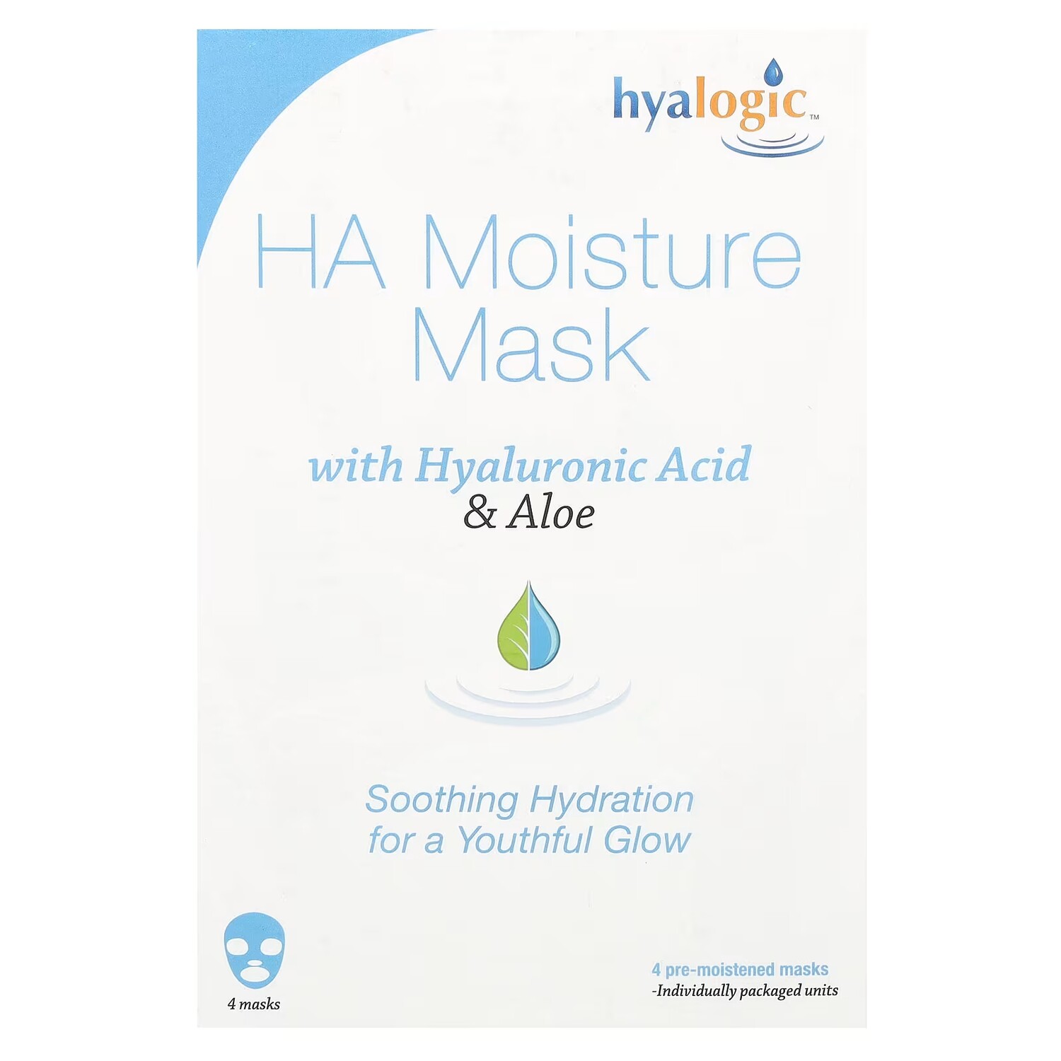 Маска для лица Hyalogic LLC — HA Moisture Beauty Mask с гиалуроновой кислотой и ароматом алоэ, 4 маски по каждая — фото 2