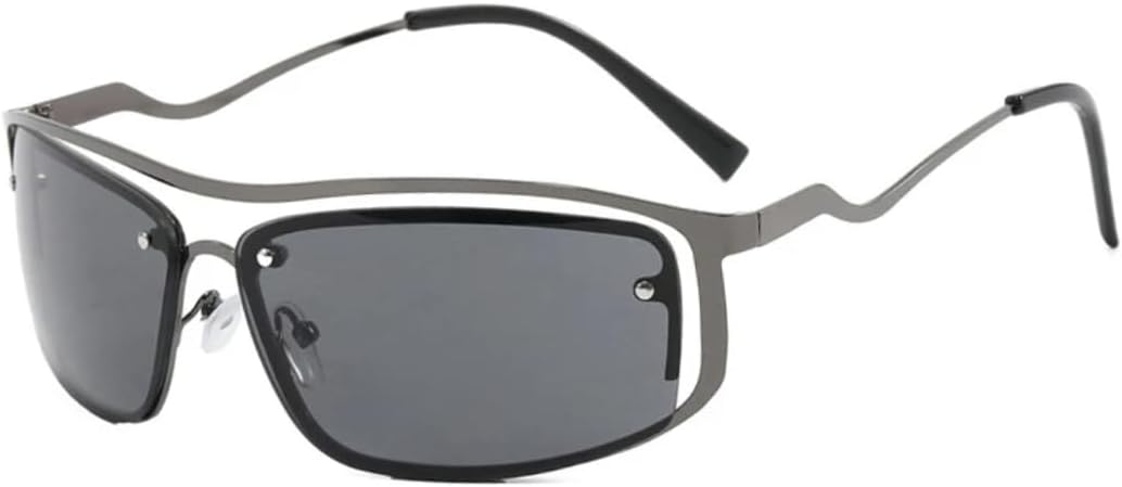 

Модные металлические солнцезащитные очки для женщин, стильные, роскошные, мужские, в стиле панк, для путешествий и вождения, с защитой от УФ-излучения UV400 VVTWSSW, Gun Gray